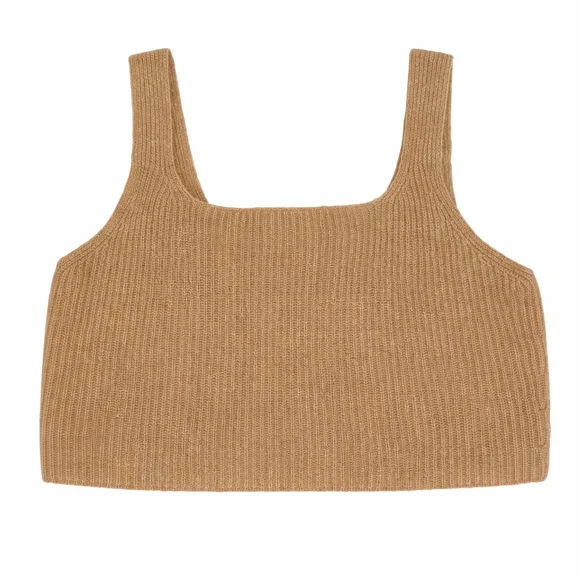 Everlane NWT The Cozy-Stretch Cropped Wool Yak Tank in Camel Tan S,M,L - Picture 3 of 12